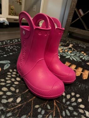 CROCS Kids Pink Waterproof Pull-On Rain Boots